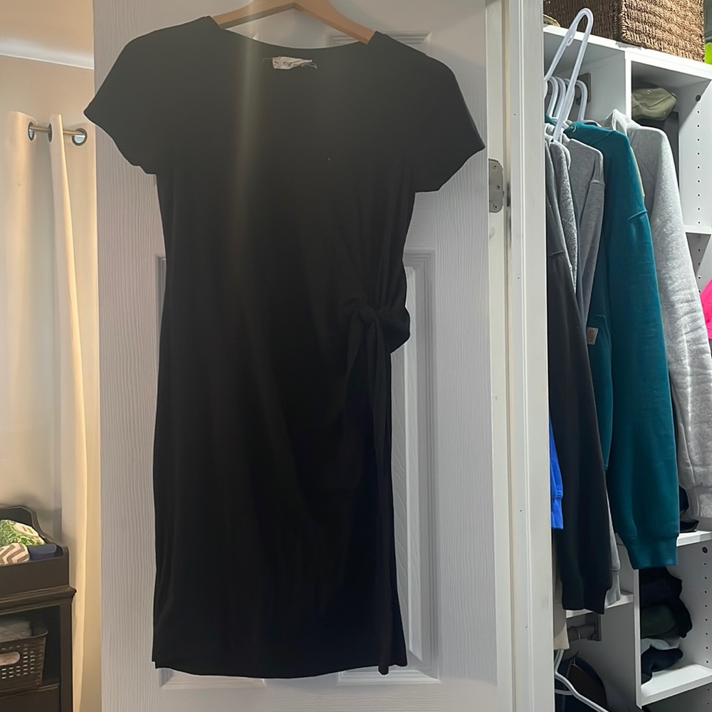 Black rushed t-shirt dress